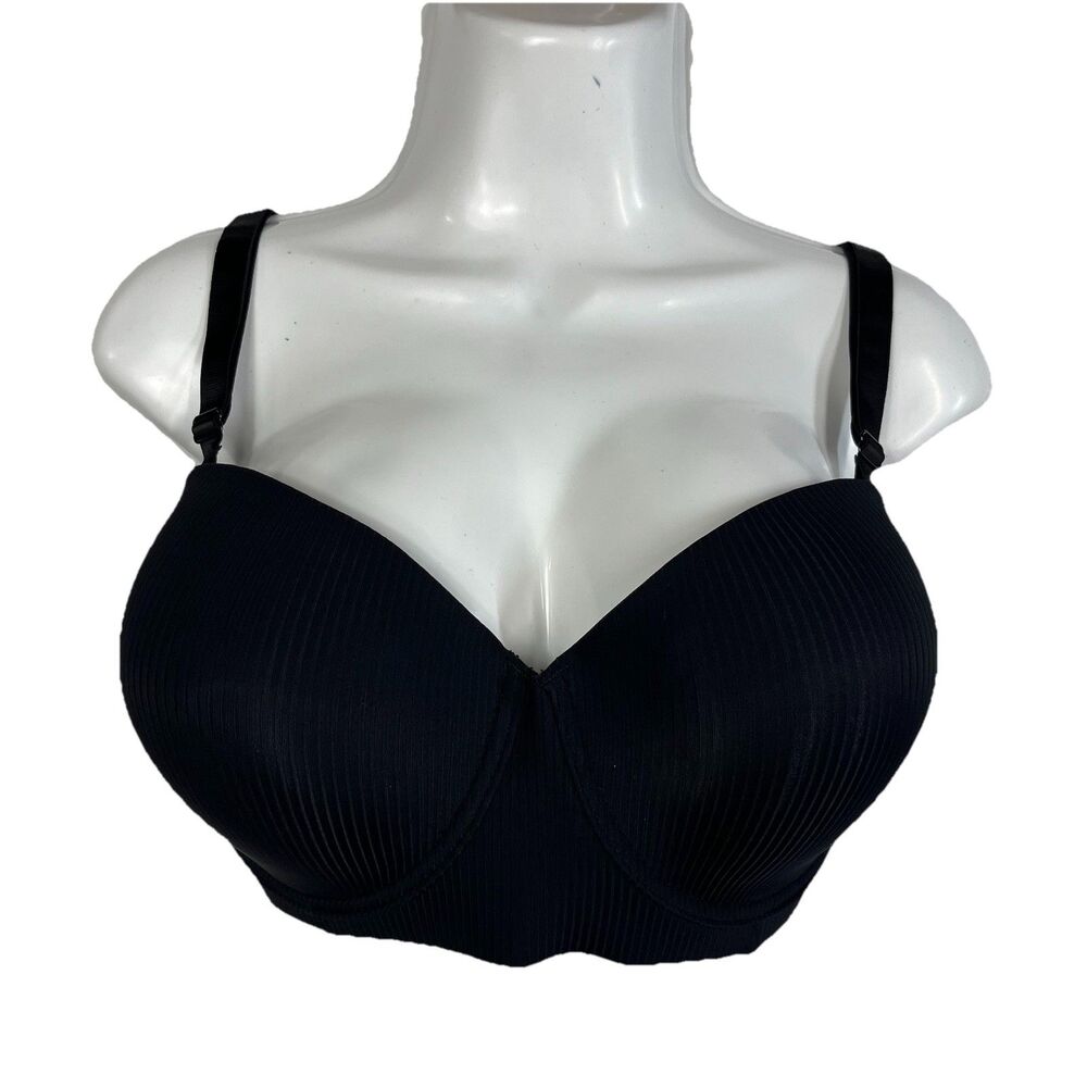 Nautica Intimates 42D Bra Black Ribbed T-Shirt Contour Underwire Soft Stretch